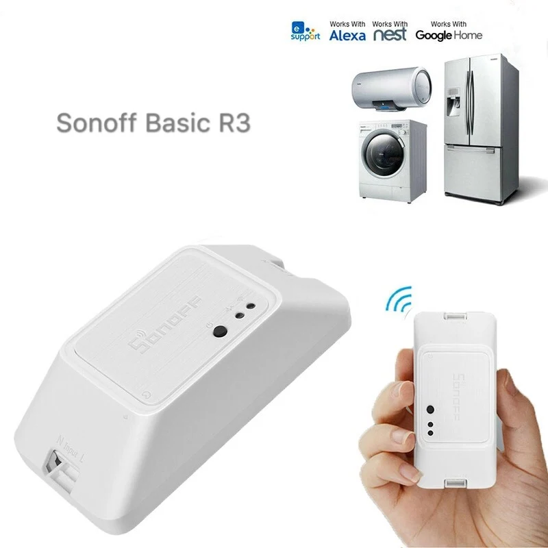 SONOFF BASIC R3 Smart ON/OFF WiFi переключатель, светильник, таймер, Поддержка приложения/LAN/голосовой пульт дистанционного управления, режим «сделай сам» работает с Alexa Google Home