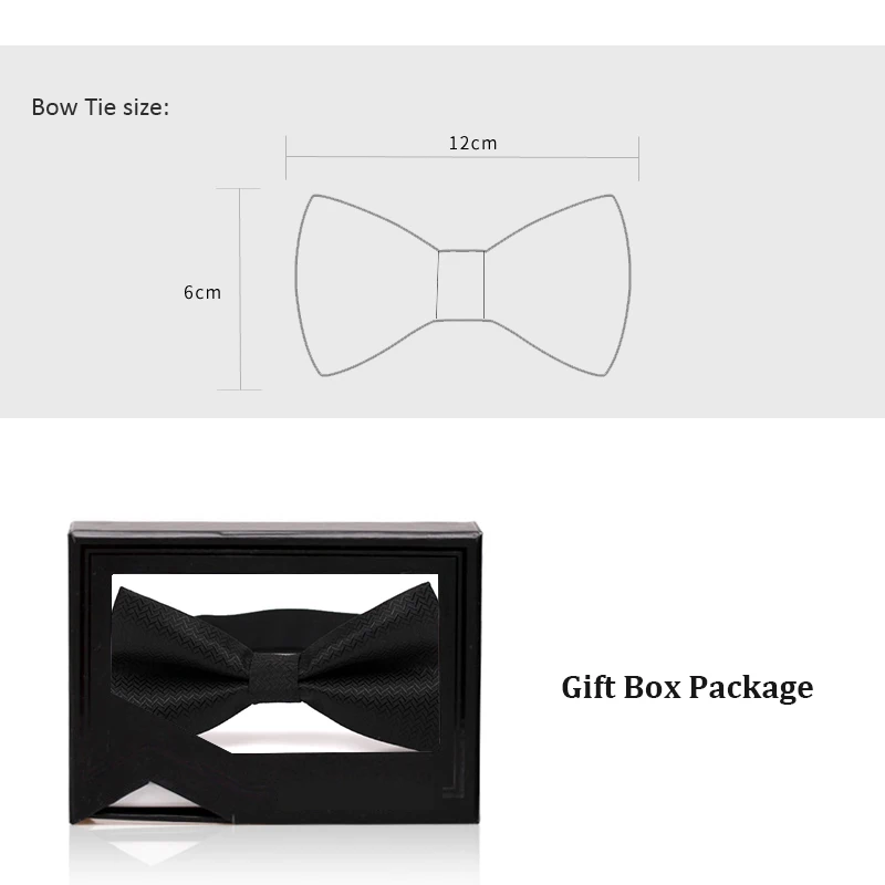 

Classic Black Bow Tie Mens Bowtie Fashion Bow Ties for Men Formal Business Ceremony Butterfly Knot cravat Necktie Wite Gift Box