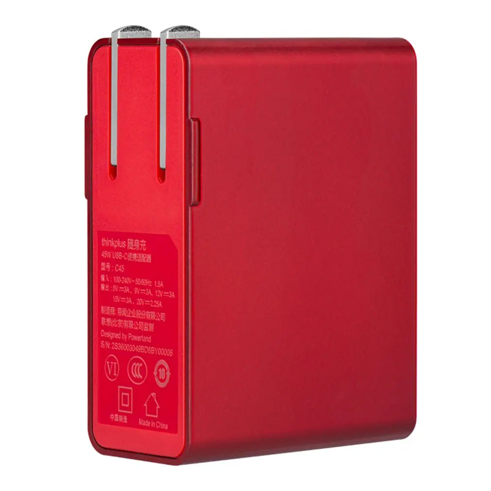 Bright RED 65W Usb-C губная помада портативный ноутбук с адаптером питания зарядное устройство Шнур питания X1 X280 T480S 65W X390/T490 для lenovo Thinkplus - Цвет: Bright RED 65W