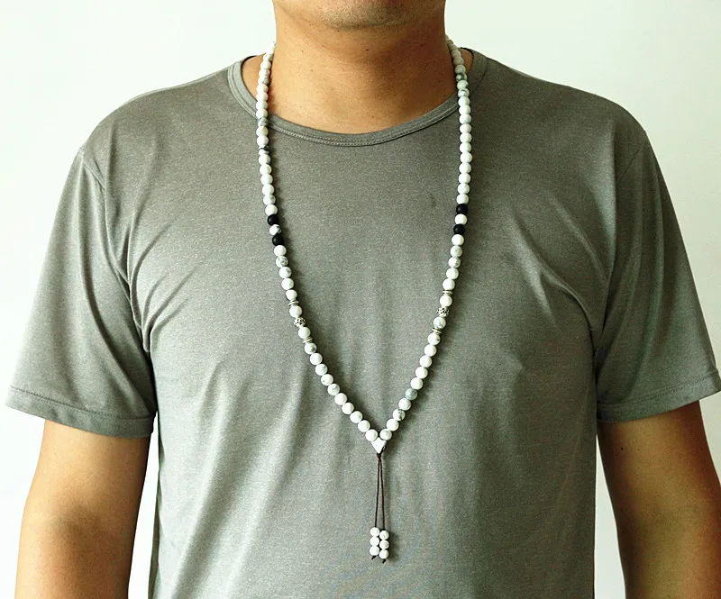 Неэластичные круглые бусины из камня Howlite 8 мм 99 шт. буддистское ожерелье