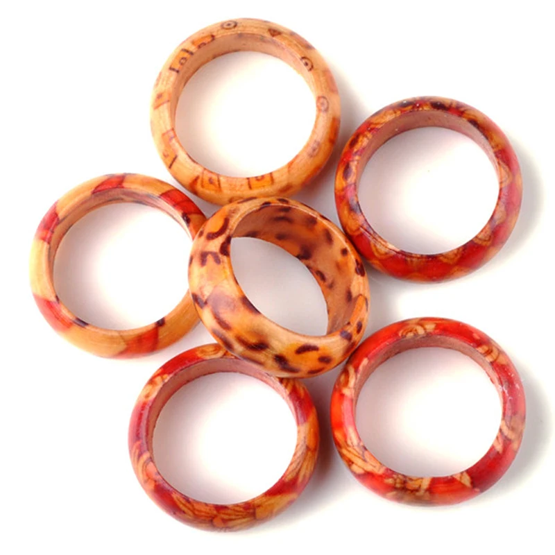 10pcs Wholesale Jewelry Lots Natural Wood Mixed Color Rings Fashion Bulk Finger Band Ring for Women Accessories | Украшения и
