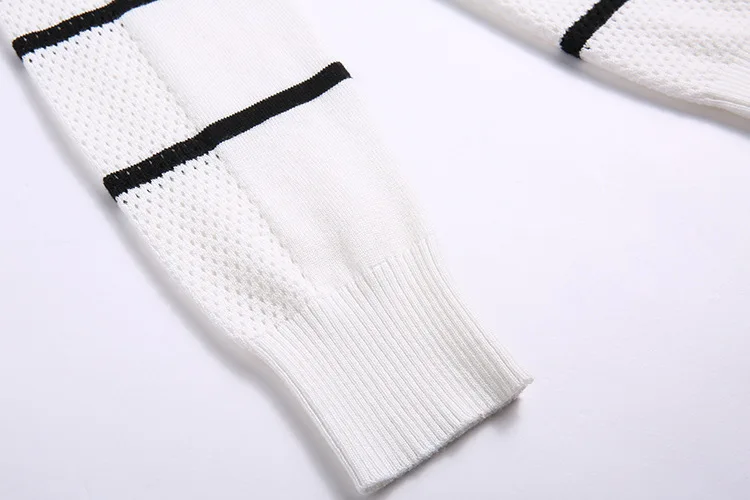 

great quality hollow cut beautiful button 2020 autumn new fashion women's Slim hit color striped pullover sweater w1341