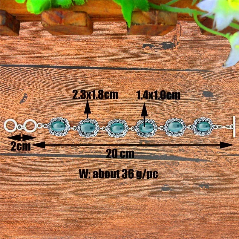 Овальный прозрачный зеленый кристалл браслет сливы цветок дизайн Винтаж