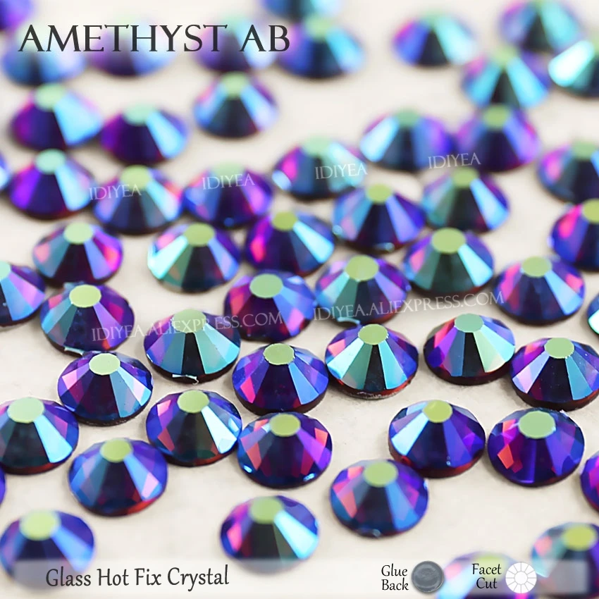Amethyst AB AB цвета Горячая фиксация Стразы SS6 SS10 SS16 SS20 SS30 Стразы flatback исправление камней Кристаллы Блестки для одежды свадебное платье - Цвет: Amethyst AB