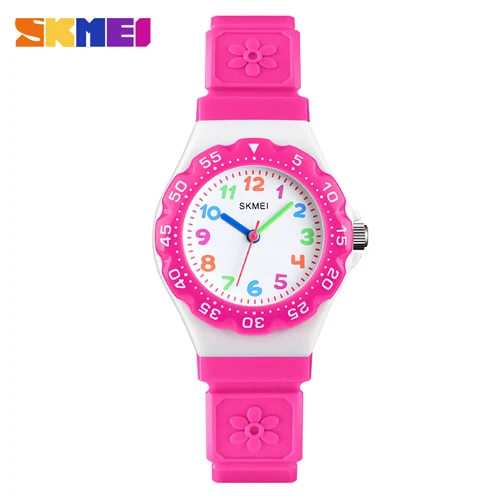 Rose Red SKMEI мода Спорт на открытом воздухе дети часы Элитный бренд водостойкий PU наручные часы кварцевые Дети Wristwatche Montre Enfant - Цвет: Rose Red