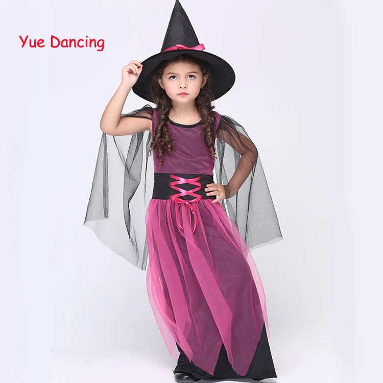 Фиолетовое длинное платье для танцев маскарадный костюм ведьмы девочек Детские