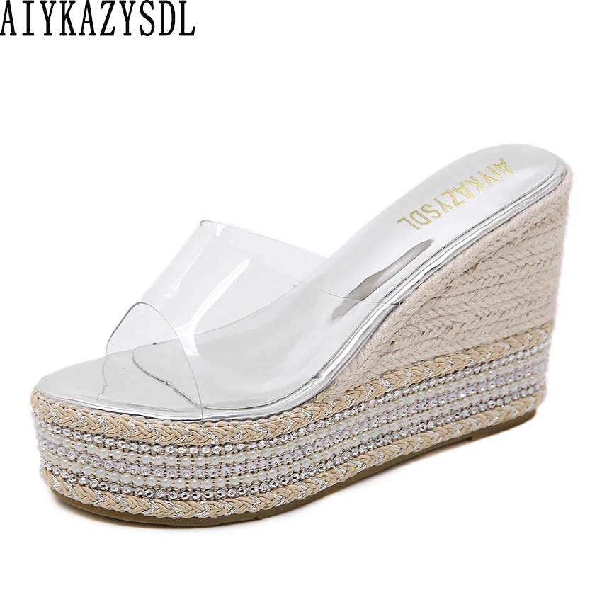 Bigtree женские туфли-лодочки с украшением в виде кристаллов прозрачные сандалии