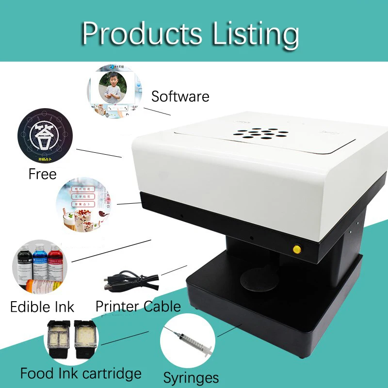 Vilaxh One Cup DIY Art Coffee Printer For Food Cake Cappuccino Biscuits Flower Printing Machine Free Edible ink | Компьютеры и офис