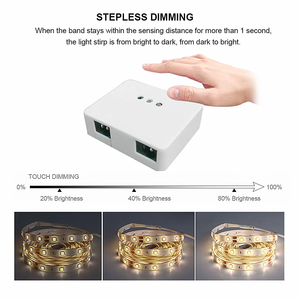 5 м ручной волновой датчик светодиодный светильник с регулируемой яркостью 2835 водонепроницаемый гибкий неоновый светильник Диодная лента светодиодный теплый белый DC 12 В адаптер