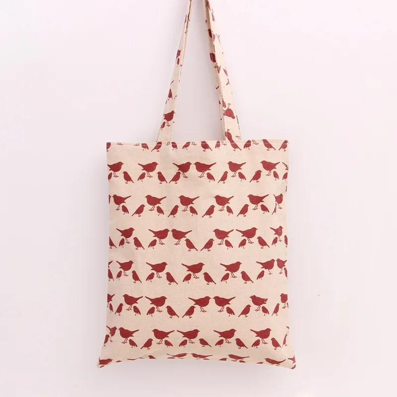 

YILE Cotton Linen Shopping Tote Shoulder Carrying Bag Eco Reusable Bag Print Red Pigeon Bird without Lining NEW