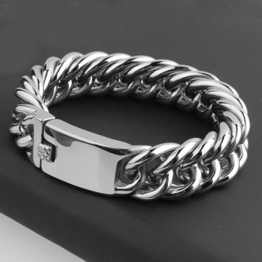 

19mm New Arrive 316L Stainless Steel Silver Color Cuban Curb Link Chain Men's Bracelet Bangle 7"-11" Choose Christmas Gift New