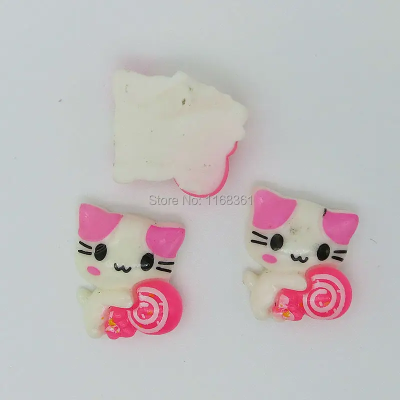 1 шт./лот смолы с плоской задней частью принтом Котенок Для малышей леденцом 17 мм