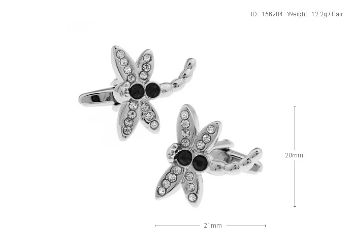 Игаме стрекоза запонки 2 цвета вариант кристалл дизайн качество медный материал