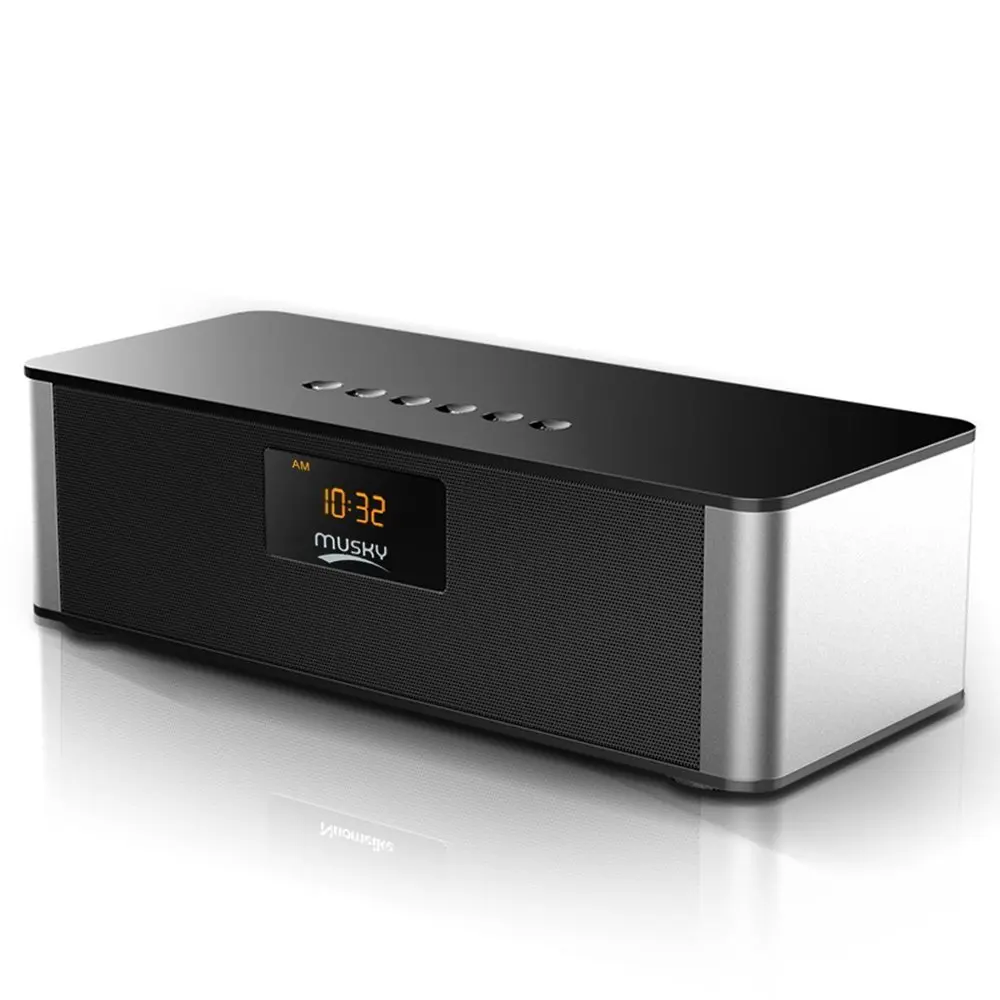 Bluetooth Speaker Stereo FM Radio Wireless with LED Screen Alarm Clock Bass Handsfree 8h Playtime for iPhone Mobile PC | Электроника