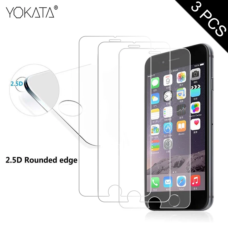 Yokata 3 шт. закаленное стекло для iPhone 7 plus HD Прозрачная пленка Защита экрана от