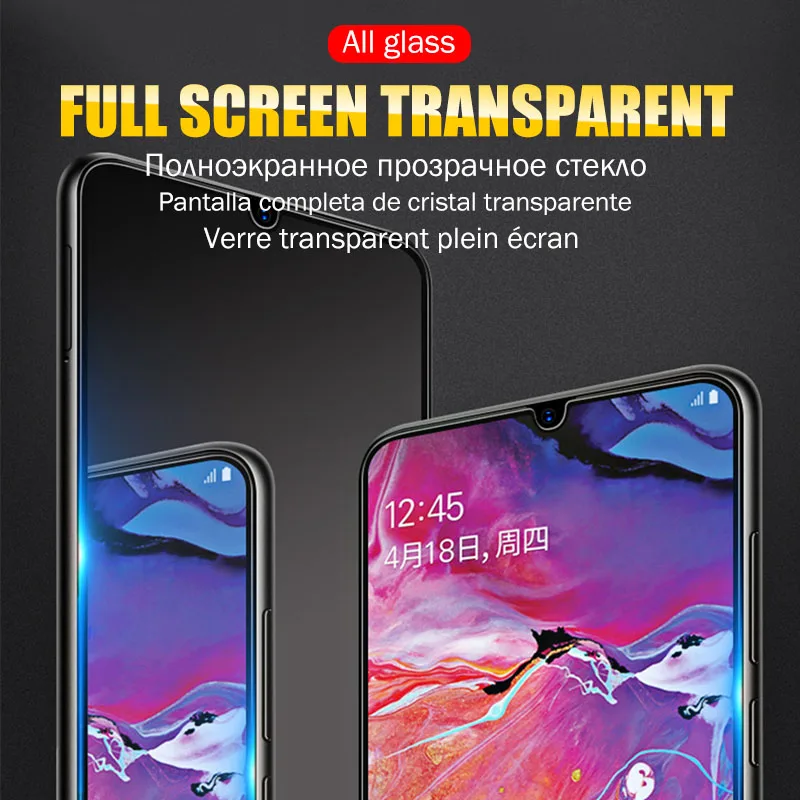 Полностью покрывающее закаленное Стекло для samsung Galaxy A70 A30 A20 A50 Экран протектор A80 A90 M20 M30 A10 M10 A7 A750 Стекло пленка