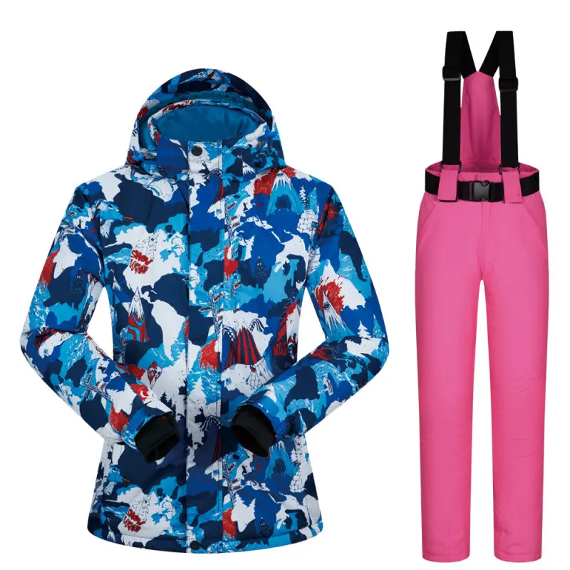 Women Ski Suit Brands New Windproof Waterproof Breathable Warmth Snow Jacket and Pant Winter Sets Skiing and Snowboarding Jacket - Цвет: HLXR And Pink