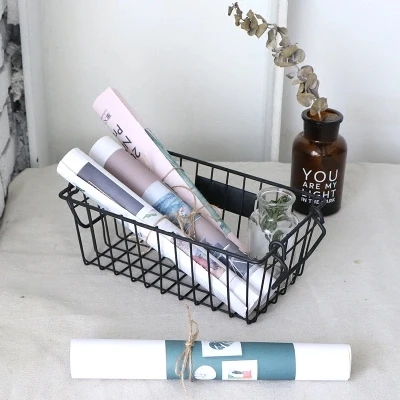 American Wrought Iron Retro Storage Basket Home Bathroom Kitchen Books Snacks Debris Fruit | Дом и сад