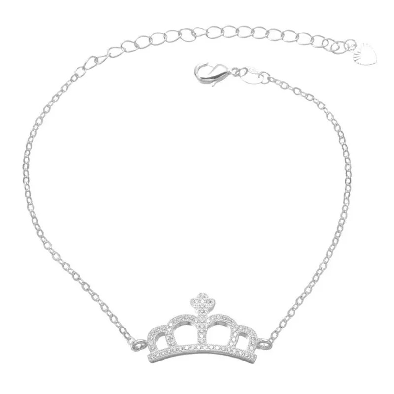 Женский браслет цепочка из циркония с короной и кристаллами|bracelets for|bead braceletchain