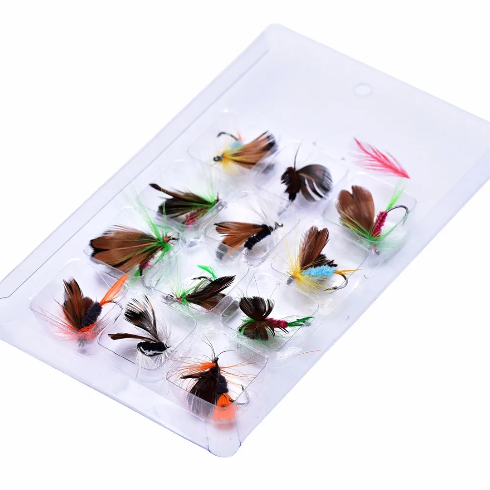 12pcs boxed flies insects bait lures artificial butterfly fly fishing hook lure bass hooks | Спорт и развлечения