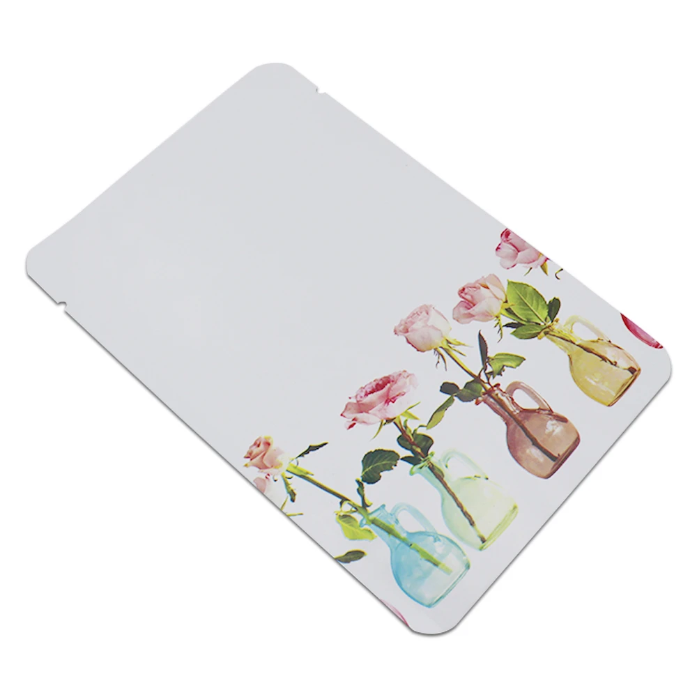 30 шт./лот матовый белый Открытый Топ с принтом розы чистый мешок из алюминиевой