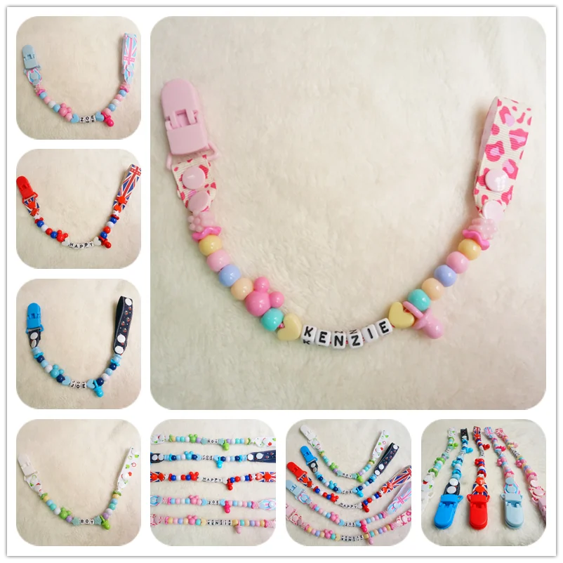 MIYOCAR любое имя ручная работа лента и бусины безопасные соски зажимы держатель с