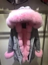 SQXR мех натуральный Лисий мех пальто зима вся кожа натуральный Лисий мех пальто с настоящей подкладка из кролика - Цвет: Розовый