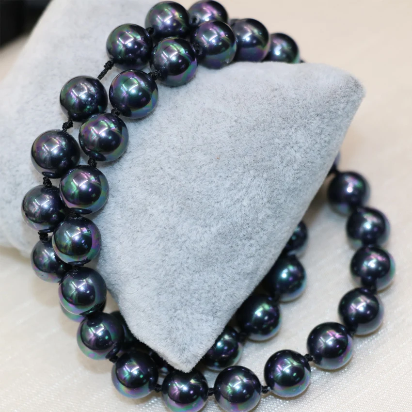 Wholesale Price Natural Black Shell Pearl 10mm Round Beads Chain Chokers Necklaces for Women Fashion Diy Jewelry 18inch B2929 | Украшения и