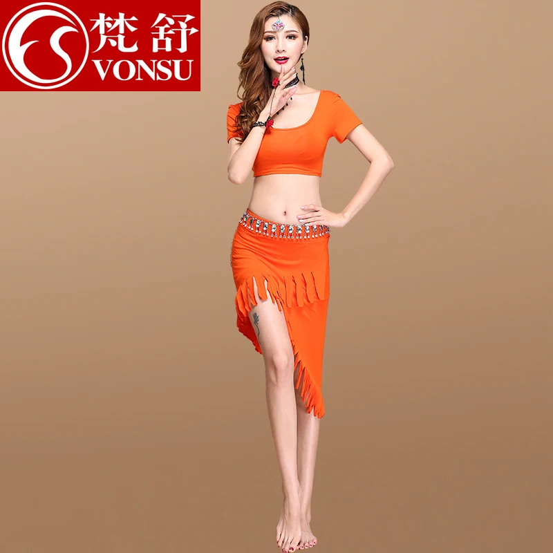 4Pcs Lady Belly Dress Suit Top and Skirt Female New Dance Costumes Sumba Dancing Exercises Tassels Wear D06 | Тематическая одежда