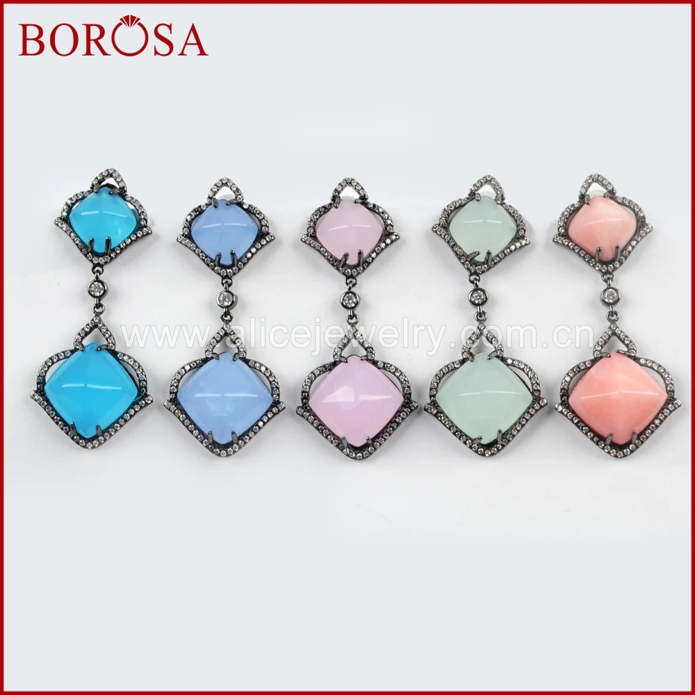 BOROSA оптовая продажа 5 пар CZ микро проложить горный хрусталь граненый камень