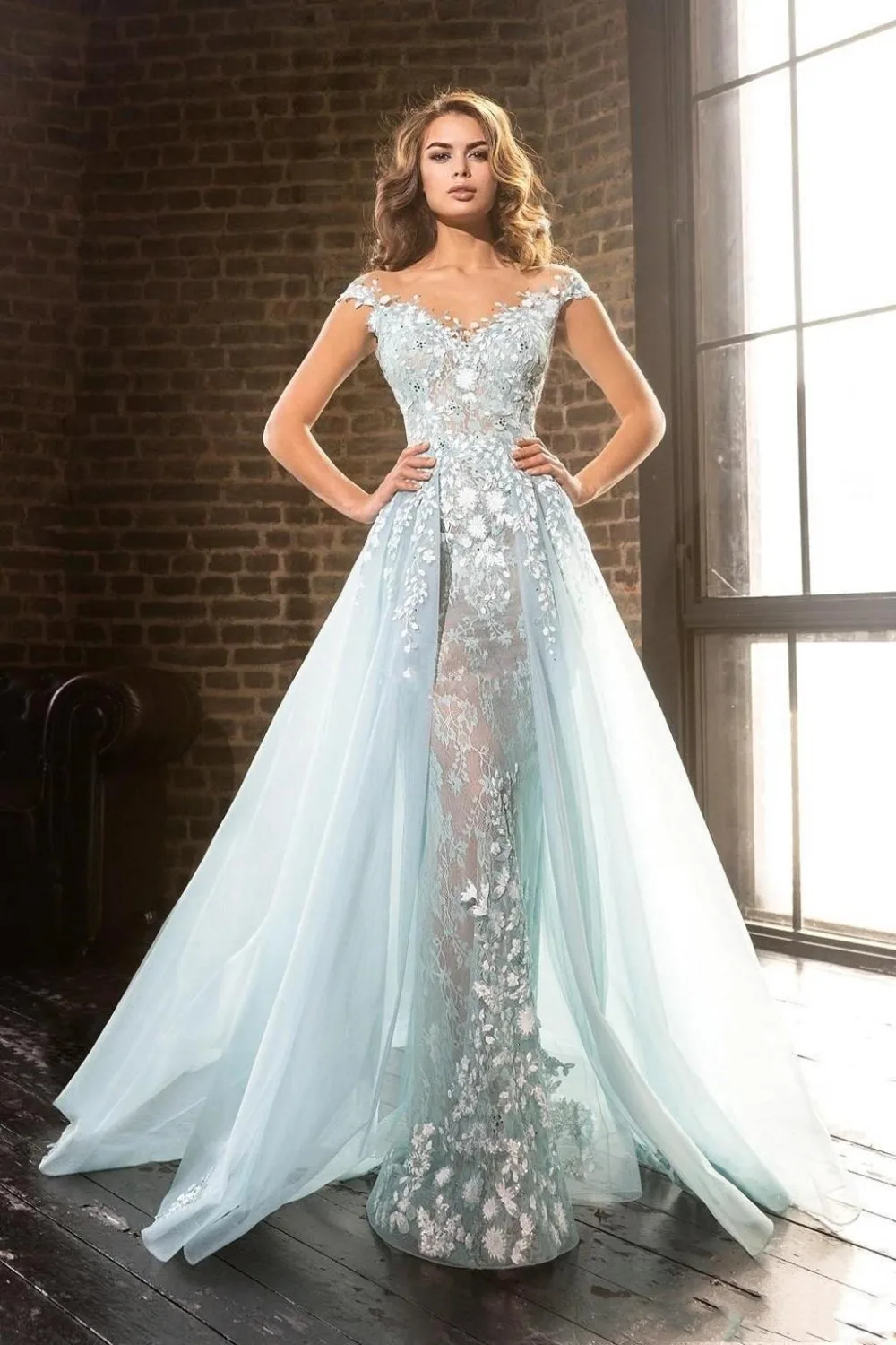 Robe de soiree платья для мам роскошный светильник Голубое Кружевное с аппликацией Vestidos над юбками Пышное вечернее платье для выпускного вечера торжественное платье