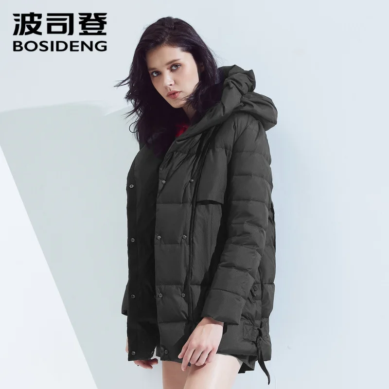 

Bosideng down jacket female short paragraph personality thick section warm autumn and winter hooded jacket B80131102