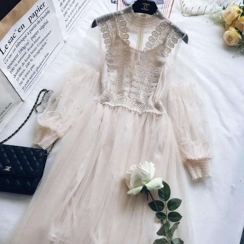 Женское Сетчатое платье с цветочной вышивкой длинное кружевное из вуали