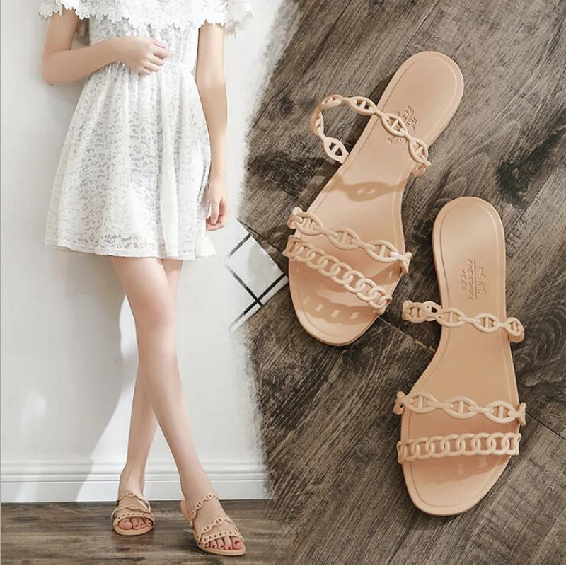 Новинка; женские шлепанцы; сезон лето; круглая пряжка; chaussures femme; обувь с песком; коллекция года; Римский стиль; Прозрачные Пляжные сандалии на платформе для сада
