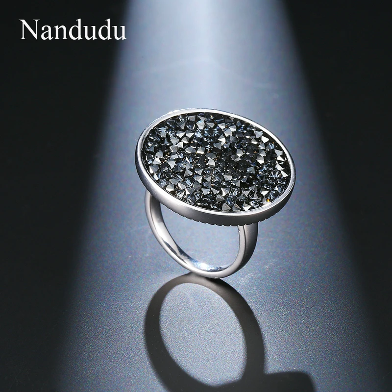 Nandudu, новинка, белое золото, круглые кольца для женщин, полностью ааааа кристаллы, роскошное кольцо, стразы, кольца на палец R2003