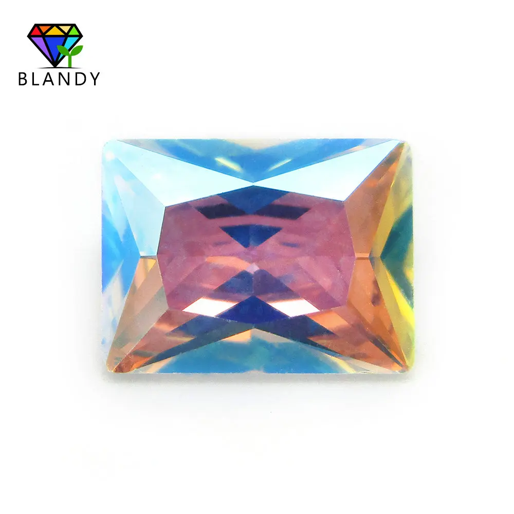 Plating AB Color Cubic Zirconia Stone 3x5~10x12mm Rectangle Shape Multicolor CZ Synthetic Gems For Jewelry | Украшения и