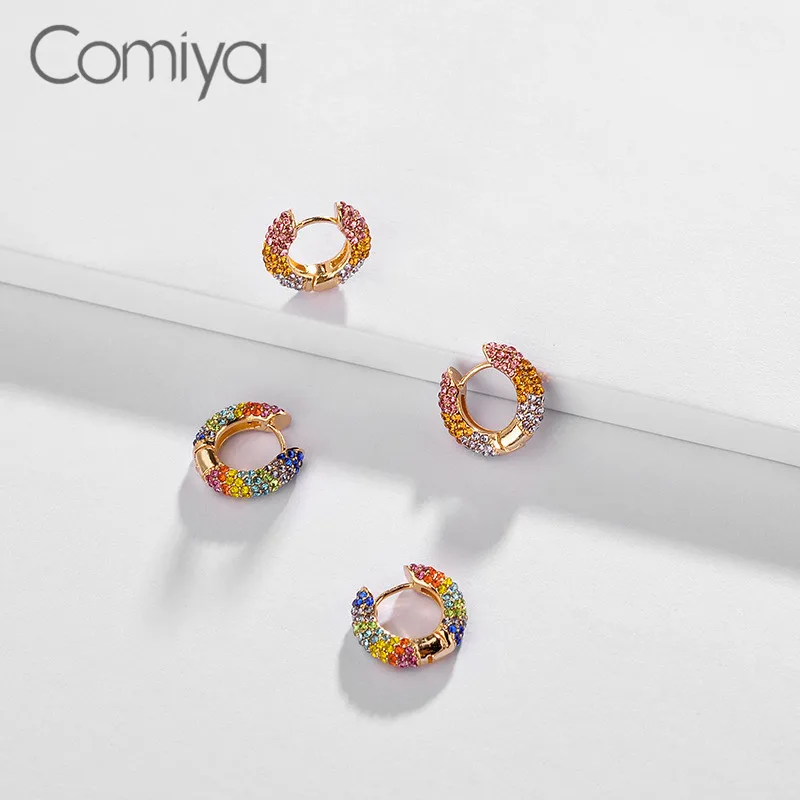 Элегантные серьги гвоздики Comiya для женщин стразы мозаика Цинковый золотистый