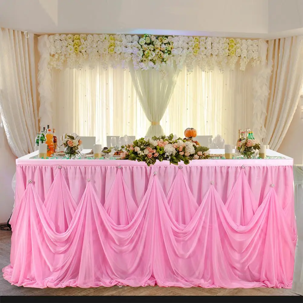 Adeeing однотонная упругий стол юбка с волшебной наклейкой для украшения свадебной