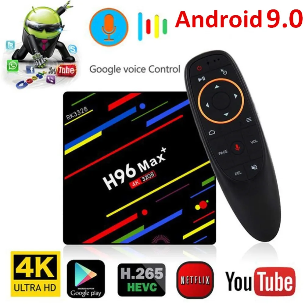ТВ приставка H96 MAX + Plus с голосовым управлением Android 9 0 4 Гб ОЗУ 64 ПЗУ