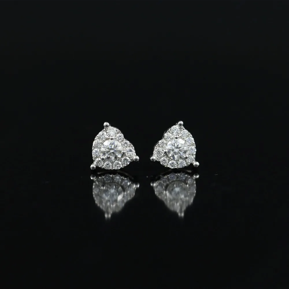 LASAMERO 0.184CT круглые серьги с натуральным бриллиантом 18K золотые бриллиантовые