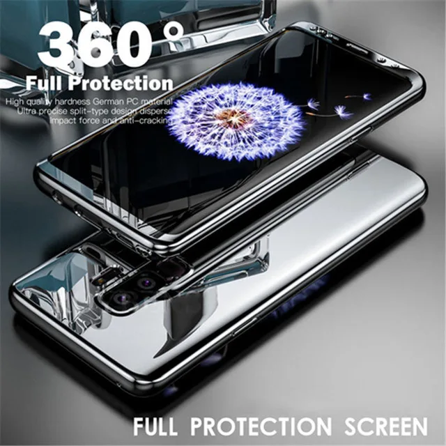 Silver Роскошные 360 металлизированный зеркальный чехол для samsung Galaxy S10 S9 S8 плюс S10e S7 мягкая пленка чехол для samsung Note 9 8 A5 A7 - Цвет: Silver