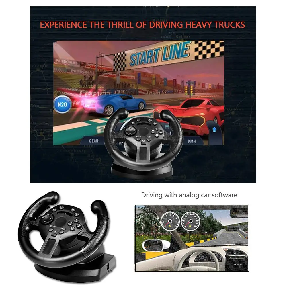 Gamepad Vibrating Game Steering Wheel Game Racing Steering Wheel Compatible With PS3/PC(D-INPUT/X-INPUT) Simulated