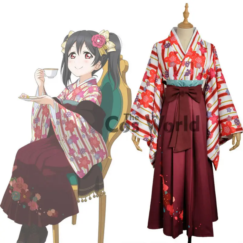 Кимоно для косплея Love Live School Idol Project Yazawa Nico цветочные топы юката платье Униформа