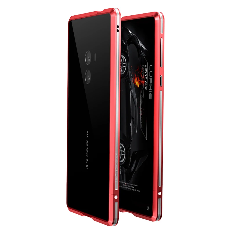 Red Silver Чехол Luphie для Xiaomi mi x, чехол с металлической рамкой, чехол для телефона для Xiaomi mi x, двойная цветная задняя крышка, противоударный - Цвет: Red Silver