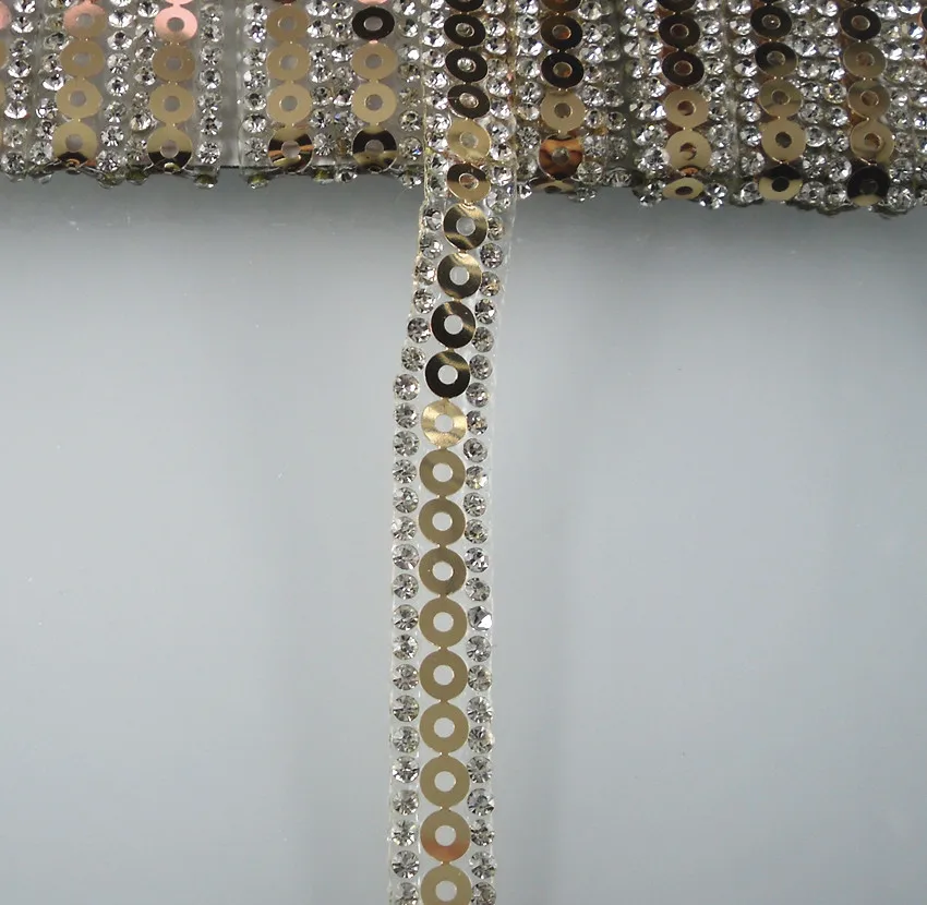 3 ряда горячей фиксации Прозрачная Круглая Стеклянная граненая лента из стразов