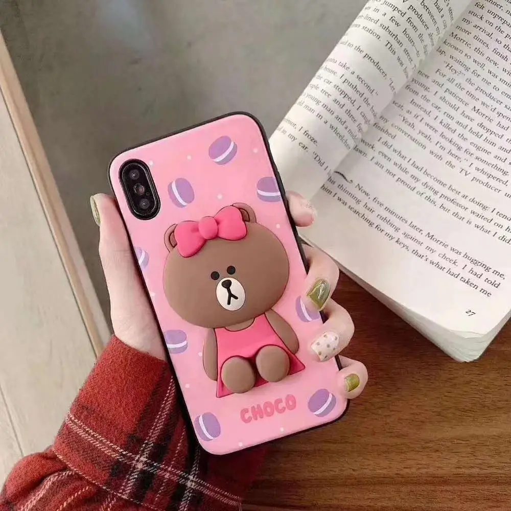HOKEJ милые животные шаблон 3D дизайнерский чехол из ТПУ для iphone 6 6 S 7 8 плюс, для iphone X XS XR XsMax мультфильм матовый телефон случае - Цвет: Черный