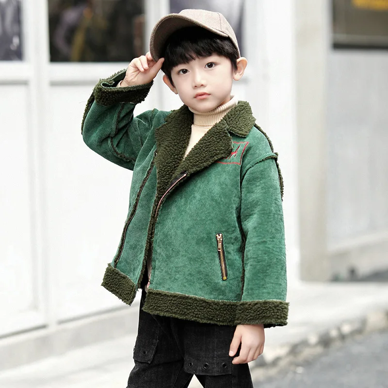

Warm Pelt Collector Faux Fur Hire Jacket for Boys Big Children's Thermal Suede Coat Kids Clothes Outwear