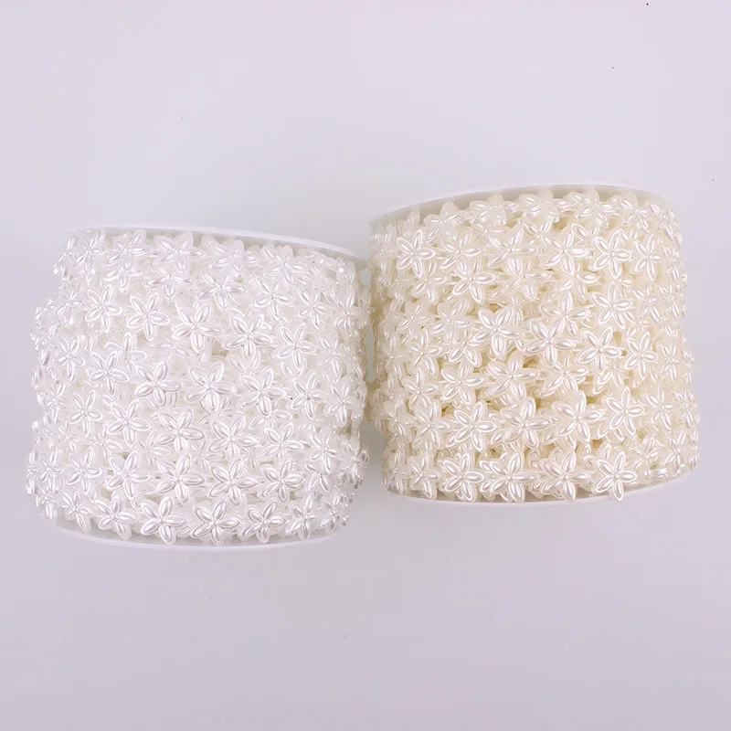 

Ivory White 2Yard Cotton Fishing Line Artificial Pointed Five Petal Flower Pearl Beads Chain DIY Garland Wedding Decoration