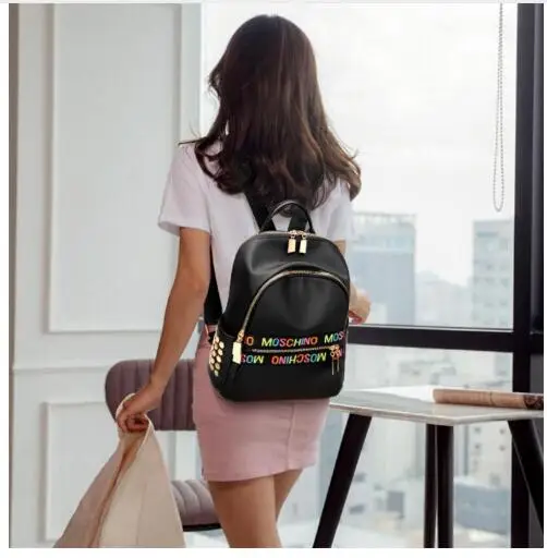 SOFIE 2018 Новый Повседневное Для женщин рюкзак цветные ленты Колледж черный сумка