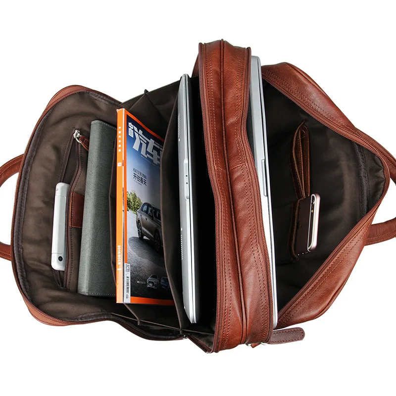 

Nesitu Large Capacity Genuine Leather Men Messenger Bags Real Skin Briefcase Portfolio 14'' Laptop Business Travel Bag #M7333